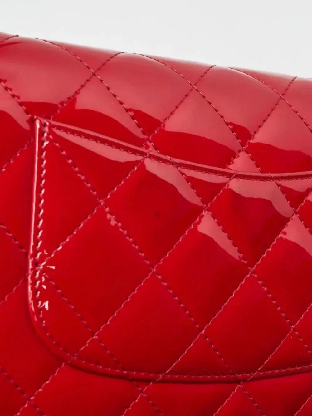 Chanel Red Quilted Patent Leather CC Classic WOC Clutch Bag